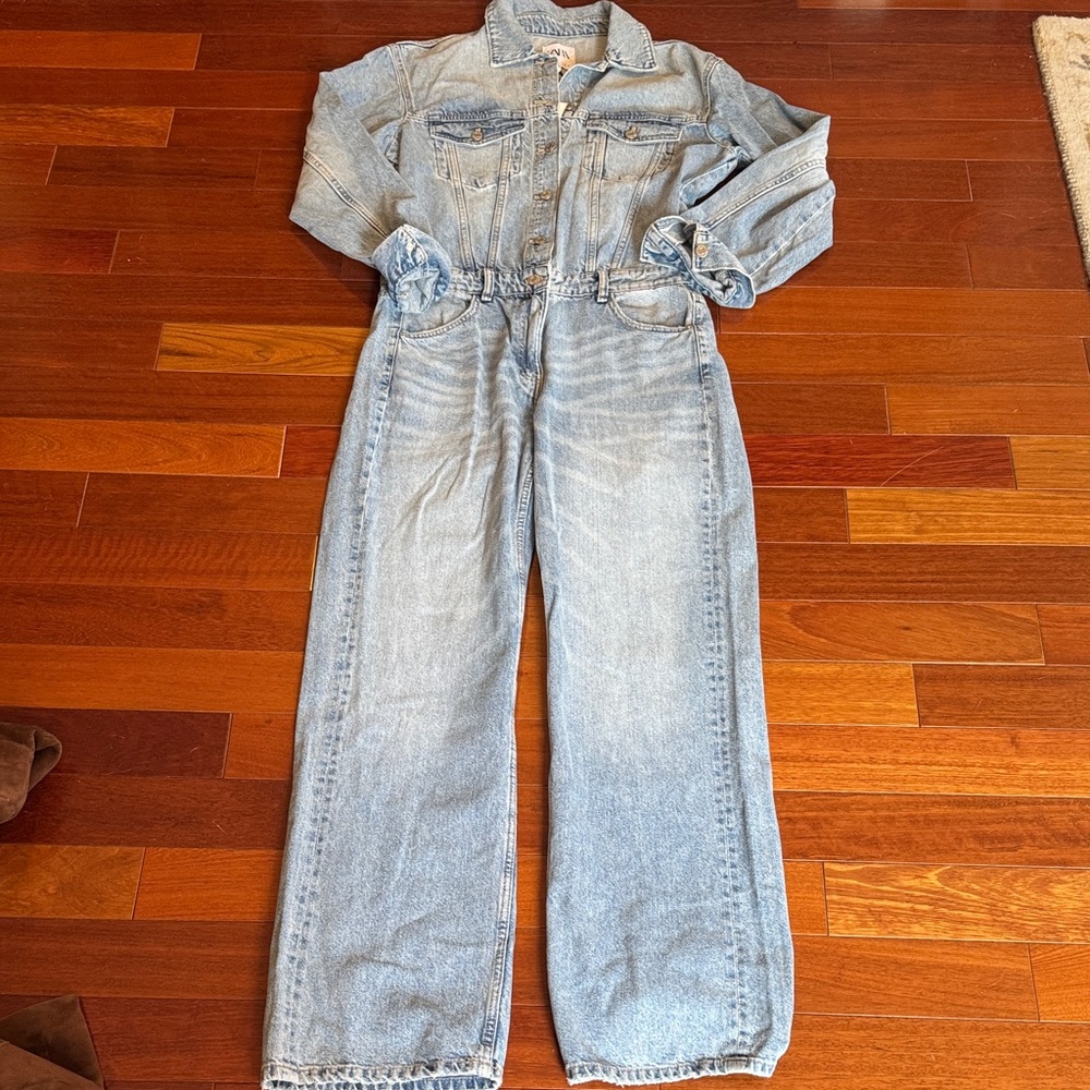 Zara Light Blue Denim Jumpsuit